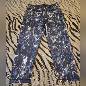 Blue and White Marble Print Leggings